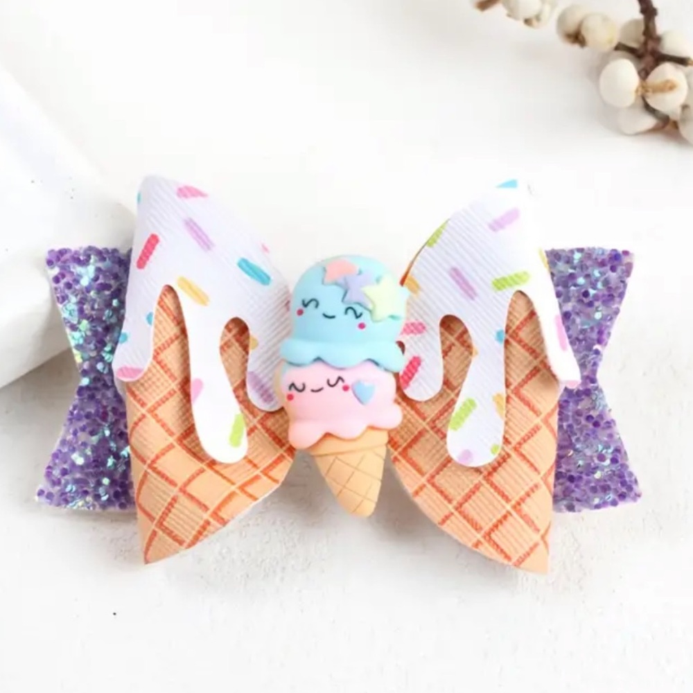 Purple Glitter Hair Bow for little girls
